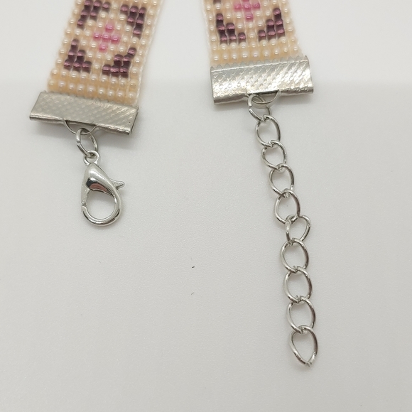 Loom Beaded Bracelet Pearl, Purple & Pink - Picture 4 of 4